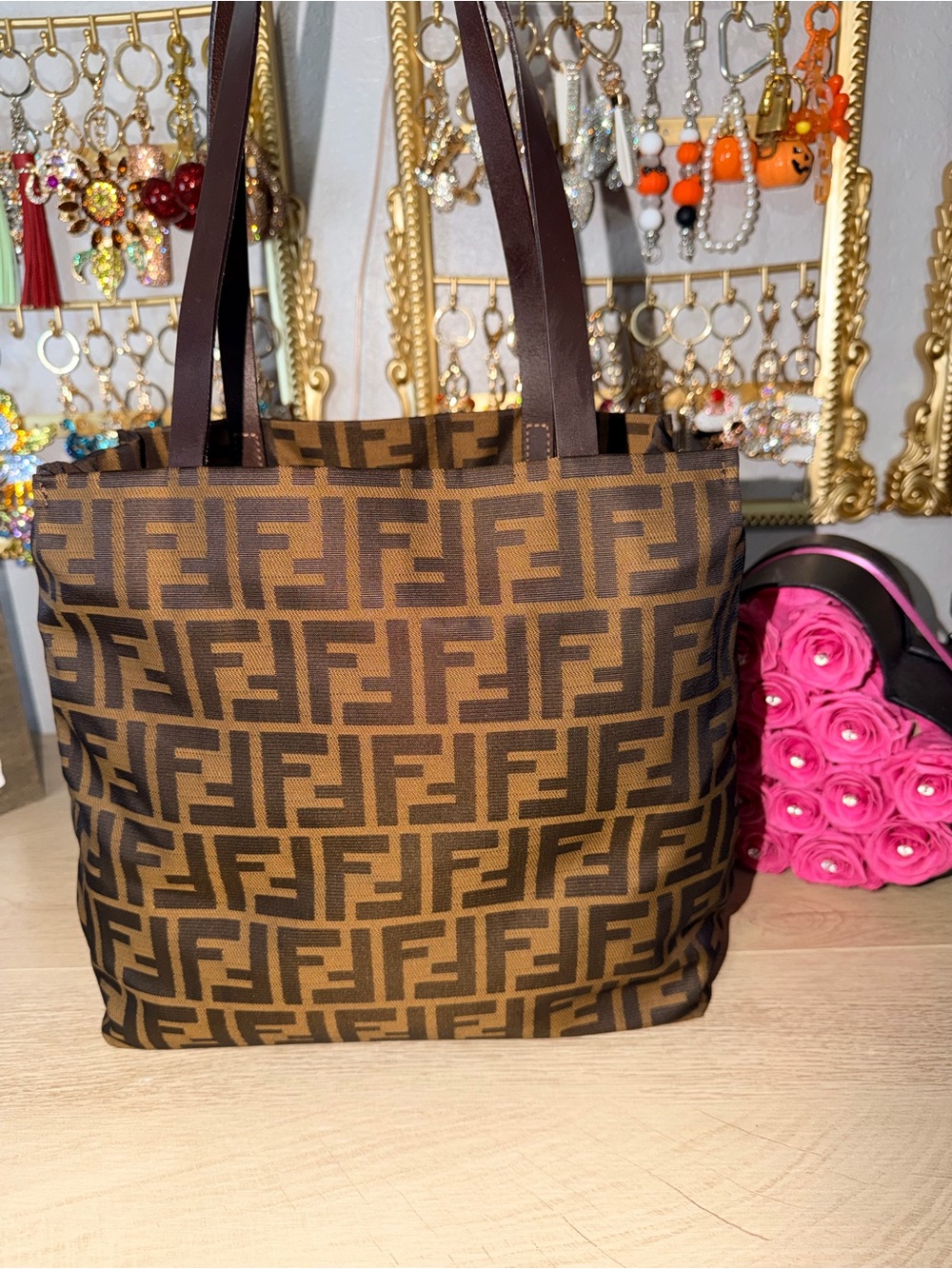 Fendi Brown and Dark Brown FF Soft Canvas Tote
